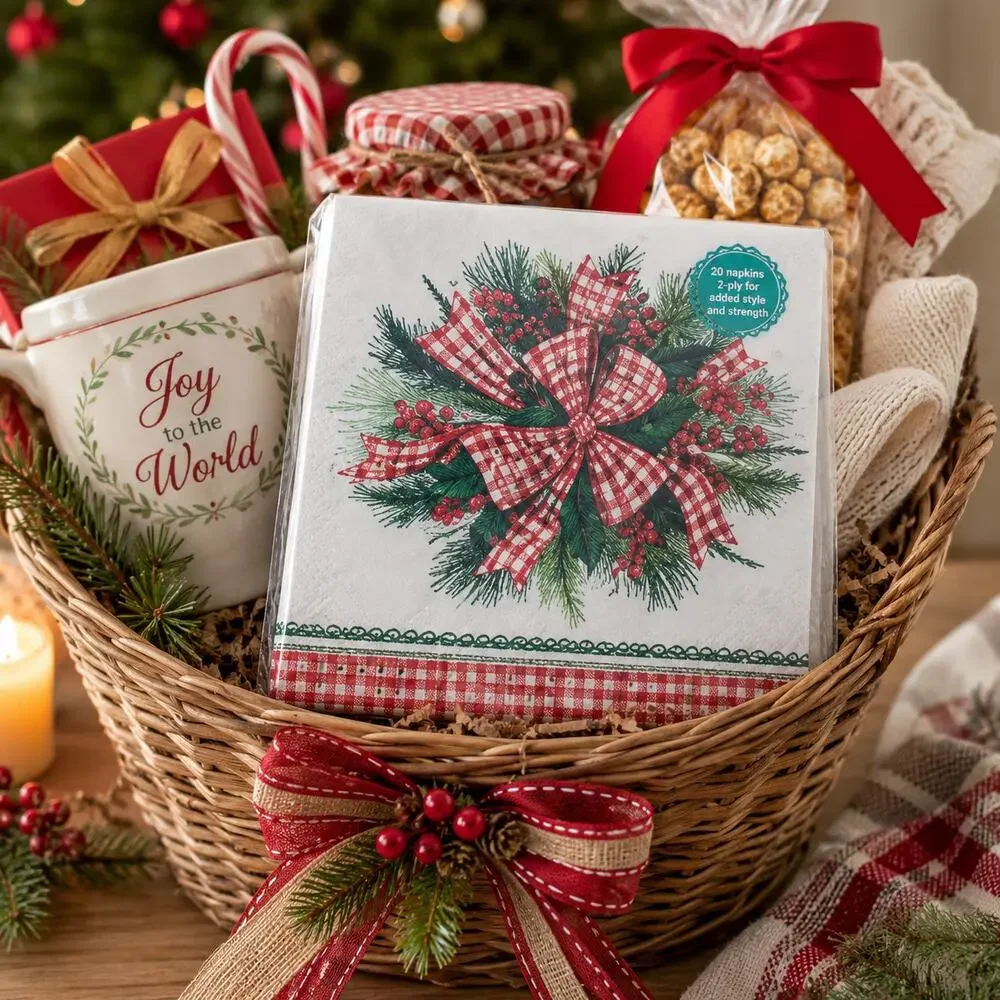 🏁🎀👩🏼‍🌾Pioneer Woman Christmas Dinner Napkins Coquette Bow Ribbon 20 2-Ply